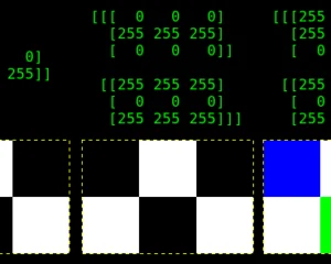 Imagens ampliadas e respectivo formato delas em arrays - BGR em vez de RGB na imagem colorida