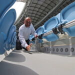 Saídas do sistema de climatização de ar sob os assentos do público no estádio Al Janoub. Foto: Karim Jaafar/AFP