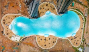 Imagem aéra da maior piscina do Brasil. Fonte: Reprodução/Assessoria