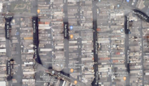 Imagem de satélite em Santo André/SP e ruas com nomes meteorológicos em destaque. Fonte: Google Maps