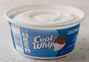 Embalagem aberta de Cool Whip de 8 oz (onças). Foto: divulgação