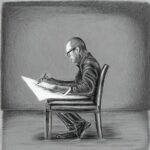 Ilustração representando uma pessoa fazendo um teste psicológico. Fonte: Stable Diffusion