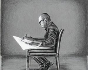 Ilustração representando uma pessoa fazendo um teste psicológico. Fonte: Stable Diffusion