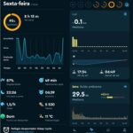 Exemplos de telas do aplicativo Sleep Cycle - Registros de uma noite de sono