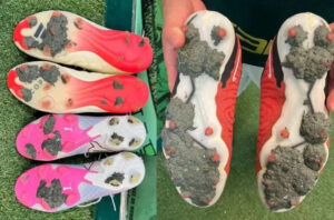 Chuteiras após jogo entre Palmeiras e Santos no Allianz Parque. Fonte: redes sociais