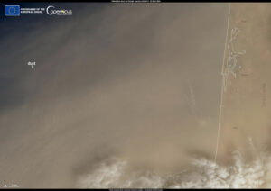 Poeria do Saara sobre Portugal, de 22 março 2024. Fonte: European Union, Copernicus Sentinel-2