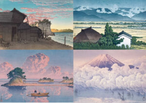 Nuvens retratada por Kawase Hasui em diferentes obras