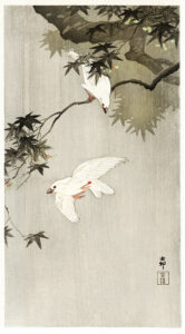 Birds in rain (1900-1936), de Ohara Koson (1877-1945). Fonte: Vintage Illustration (domínio público)