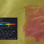 Temperaturas às 15h (hora local) de 19-07-2024 na Península Ibérica (cores) e vento (traços brancos). Fonte: Earth Nullschool
