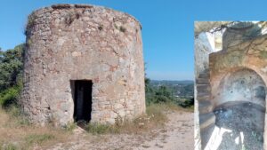 Um dos dois Moinhos da Mesquita, com o interior do outro no detalhe. Foto: ViniRoger