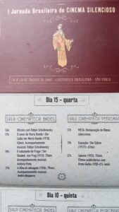 Panfleto da I Jornada Brasileira de Cinema Silencioso