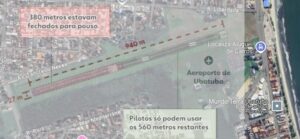 Pista do aeroporto de Ubatuba. Fonte: g1 e Google Maps