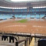 Arena do Grêmio debaixo d'água nas chuvas de maio de 2024. Fonte: UOL