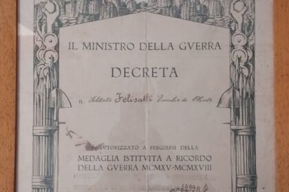 Decreto de concessão de uma medalha comemorativa da Primeira Guerra Mundial. Foto: ViniRoger