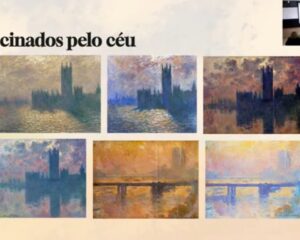 Pinturas de Monet em Londres sob diferentes condições atmosféricas em slide transmitido da palestra