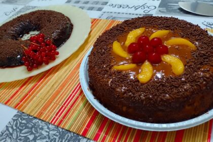 Brigadeirão e bolo de pêssego. Foto: ViniRoger