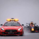 Safety car na frente de Max Verstappen no GP da Bélgica da temporada 2021. Foto: Lars Baron/Getty Images