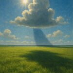 Ilustração de nuvem gerando sombra em superfície (gerada por IA)