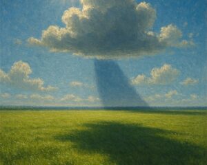 Ilustração de nuvem gerando sombra em superfície (gerada por IA)