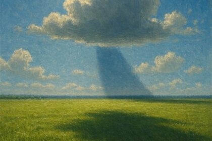 Ilustração de nuvem gerando sombra em superfície (gerada por IA)