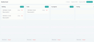 Tela do Kanban descrito nessa página