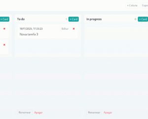 Tela do Kanban descrito nessa página