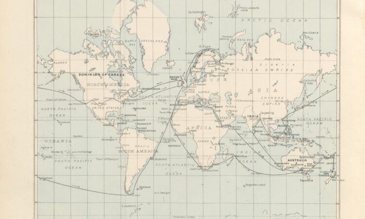 Mapa de viagens de Abercromby. Fonte: picryl
