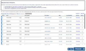 Parte inferior da tela para envio de arquivos (Attach Files), com exemplos de arquivos submetidos