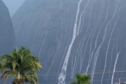 Pedra do Elefante com cachoeiras passageiras em março/2026. Fonte: noroesteinforma