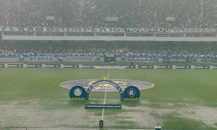 Chuva durante o jogo. Fonte: Reprodução/GE