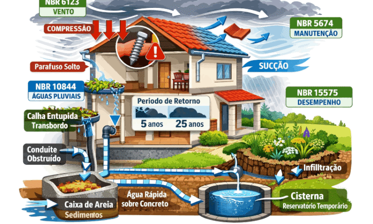 Casa e alguns dos efeitos ambientais sobre ela (feito por IA)