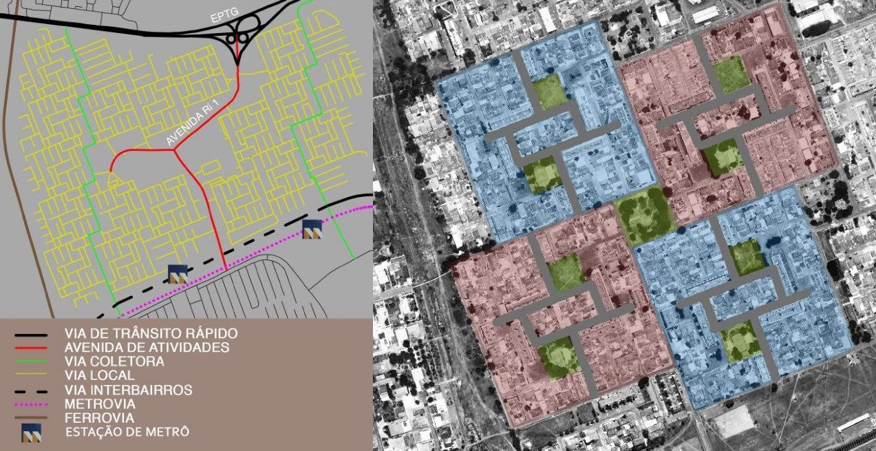 Hierarquia viária e mapa estético do Guará I. Fonte: COSTA, 2015