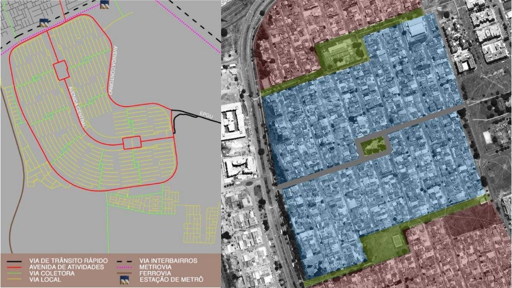 Hierarquia viária e mapa estético do Guará II. Fonte: COSTA, 2015
